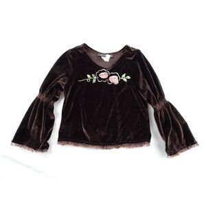 Vintage 90s  C'est Chouette Girl Youth Velvet Top Size 2T